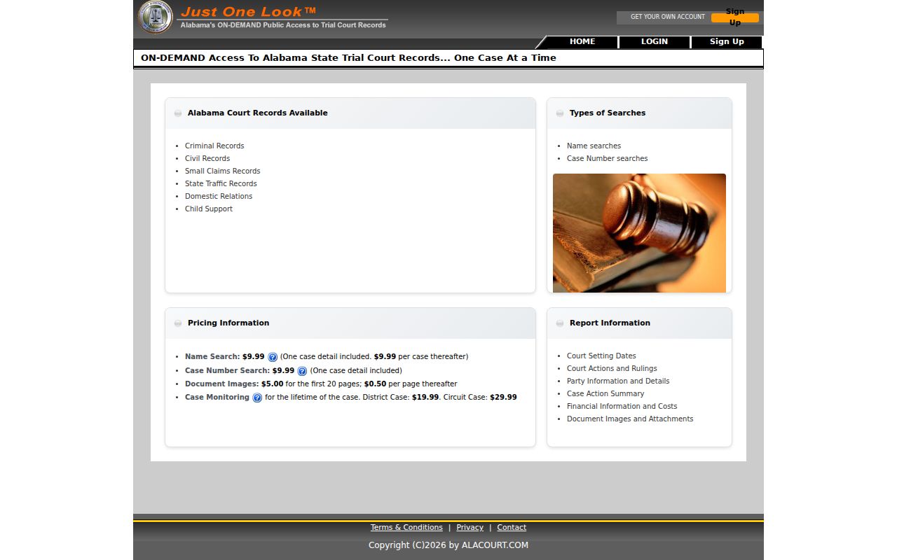 Escambia County court records Alacourt ACCESS search portal