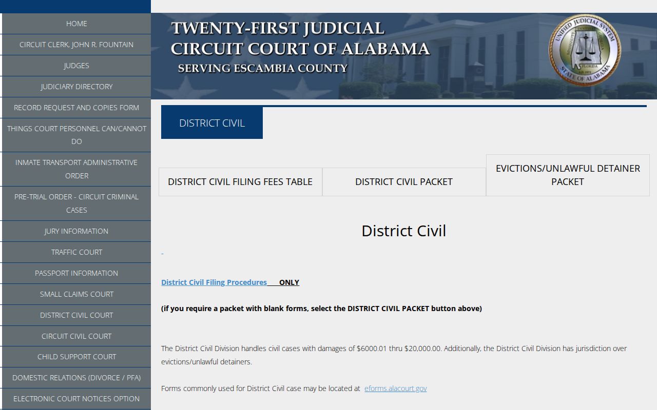 Escambia County Circuit Court district civil comparison