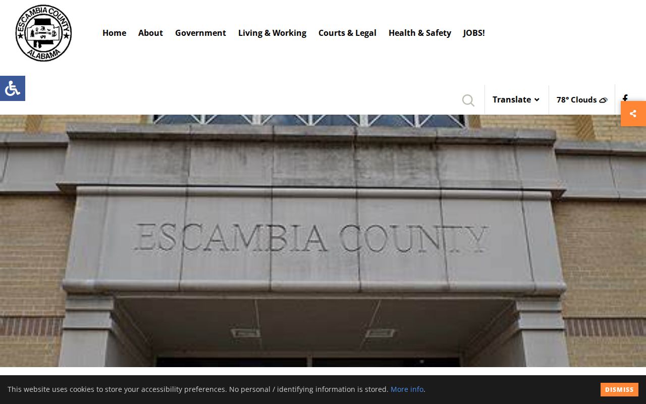Escambia County court records county history page