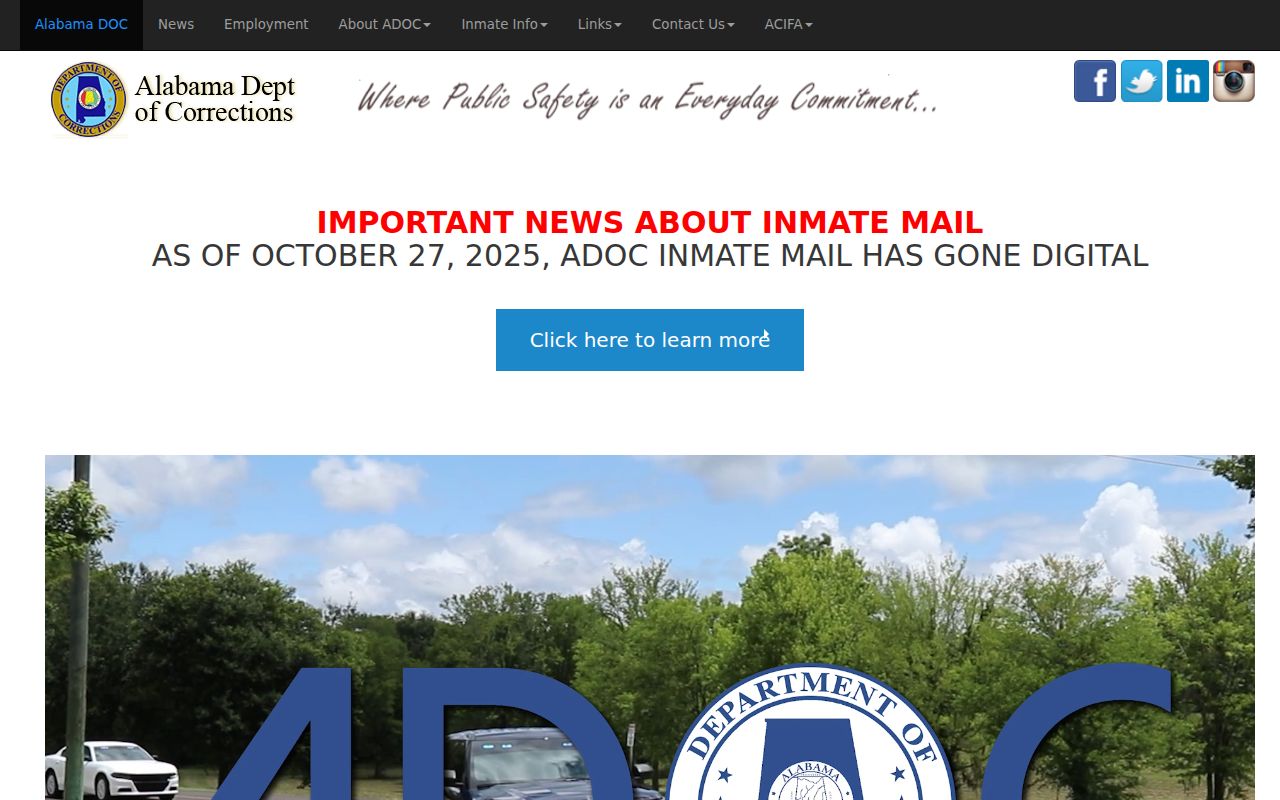 Escambia County inmate records Alabama Department of Corrections fallback