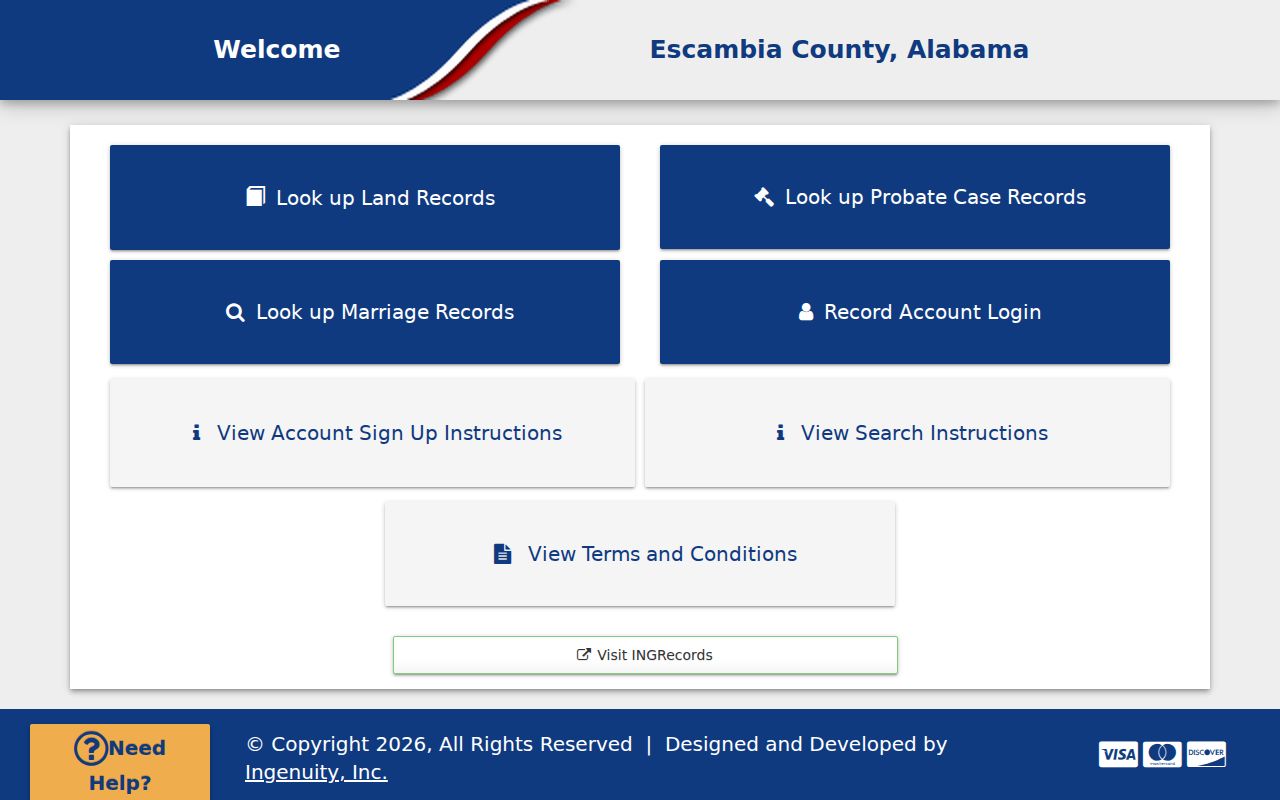 Escambia County marriage records Ingenuity probate portal